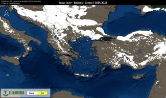 Εντυπωσιακή η αύξηση της χιονοκάλυψης στα Βαλκάνια και στην Ελλάδα.