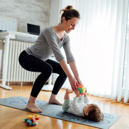 train at home, training with babies, mum